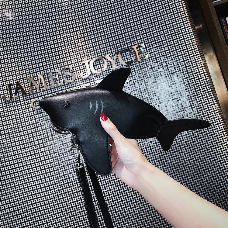 Girl Personality Shark Pu Leather Shoulder Bag Tote Crossbody Mini Messenger Bag