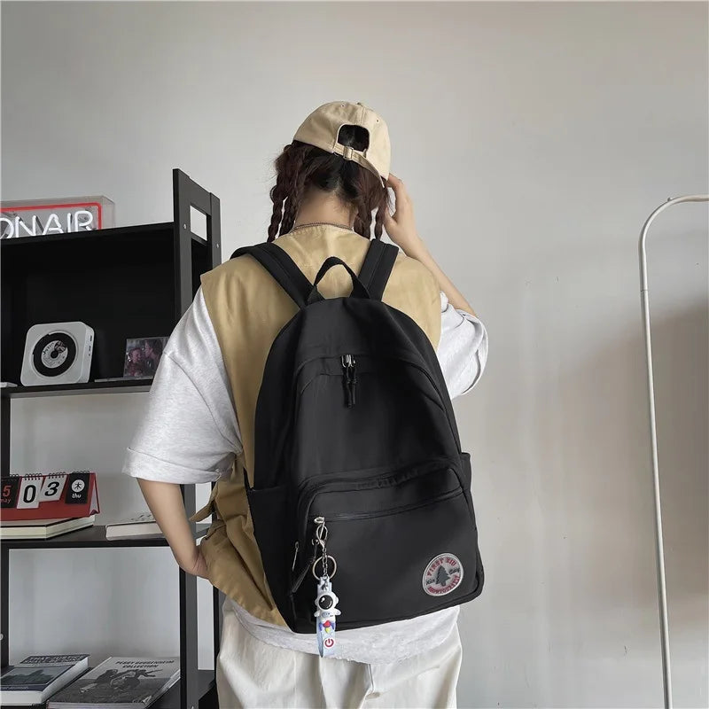 Girl Solid School Bag College Student Women Backpack Travel