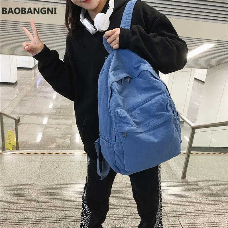 Canvas Teen Girl School Backpack Women's Rucksack