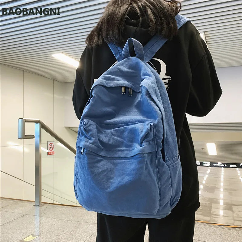 Canvas Teen Girl School Backpack Women's Rucksack