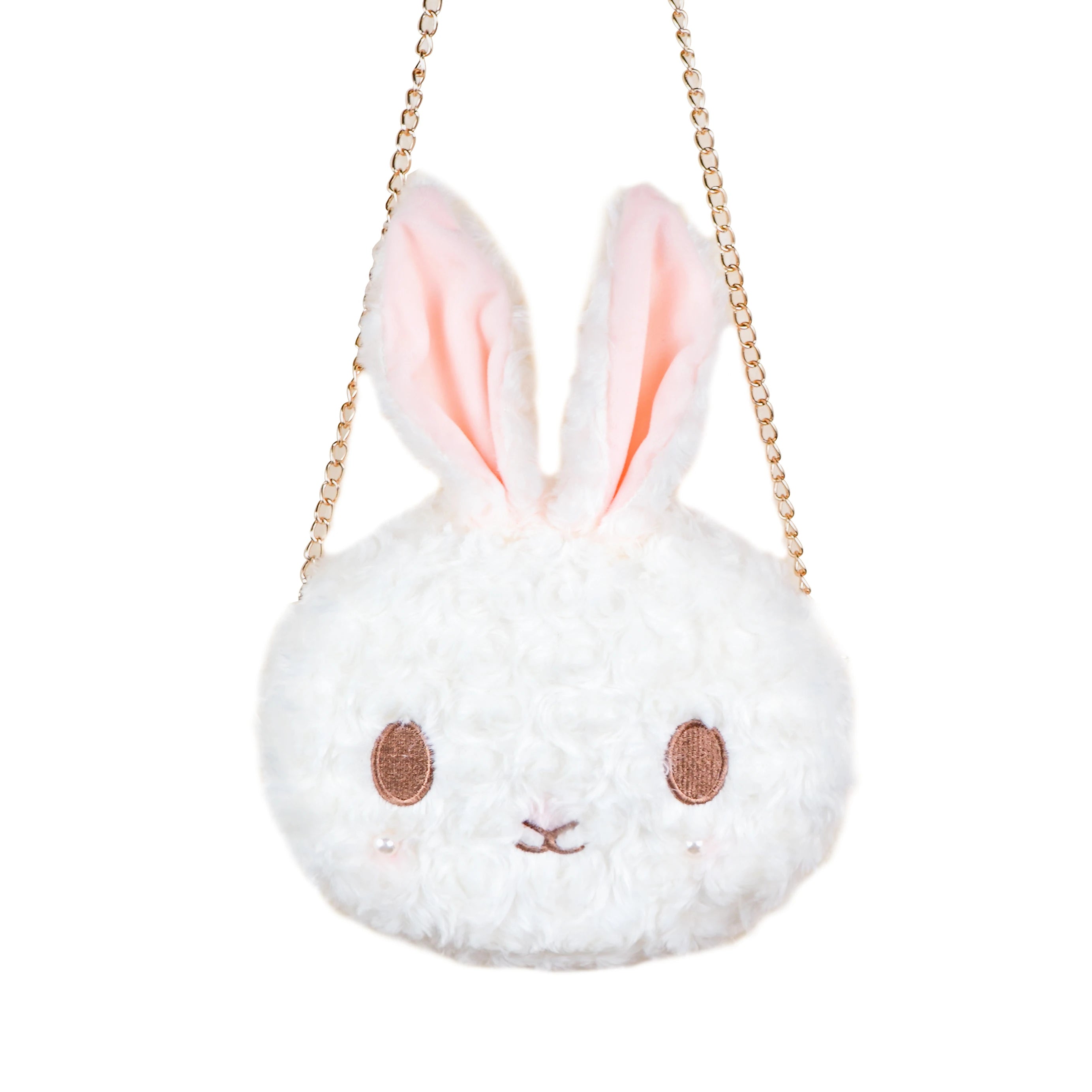 Girl's Plush Rabbit Bag Lolita Party Round Bunny Head Crossbody Bag