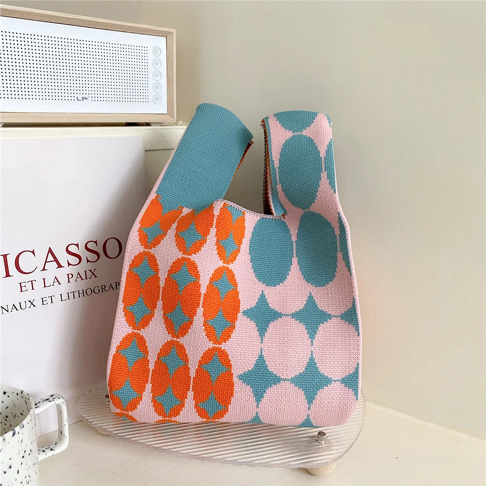 Girls' Matching Knitting Handbag Women's Shoulder Casual Bags