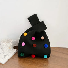 Women's Small Ball Knitting Bag Woven Handbag All-match Shoulder Bag