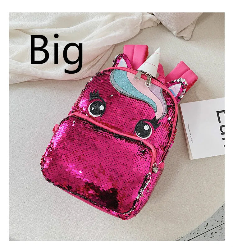 Sequins Unicorn Backpack Girls Large Capacity School Bag
