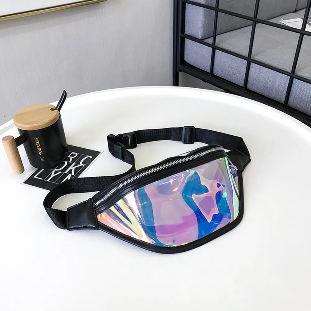Girls Holographic Jelly Fanny Pack Waterproof Clear Pvc Bum Bag