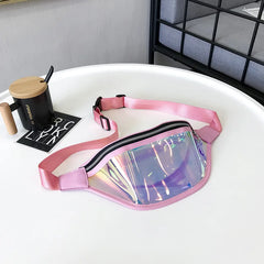 Girls Holographic Jelly Fanny Pack Waterproof Clear Pvc Bum Bag