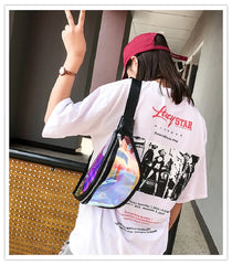 Girls Holographic Jelly Fanny Pack Waterproof Clear Pvc Bum Bag