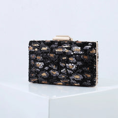 Leopard Sequin Wallet Clutch Purse Shoulder Bag