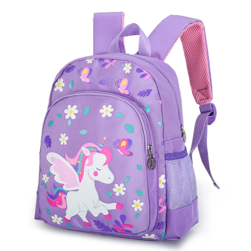 Girls Unicorn Flower School Bag Double Shoulder Backpack