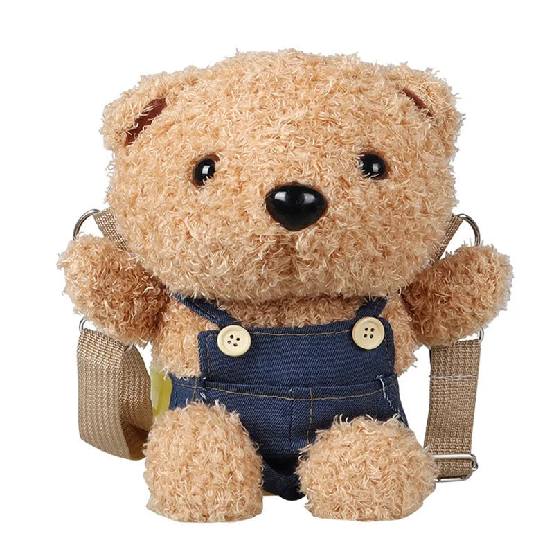 Girls Plush Bear Doll Messenger Bag Kids Shoulder Coin Purse Phone Bag