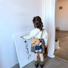 Girls Plush Bear Doll Messenger Bag Kids Shoulder Coin Purse Phone Bag
