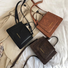 Girls' Solid Small Square Bag PU Leather Messenger Bag Women's Shoulder Handbag