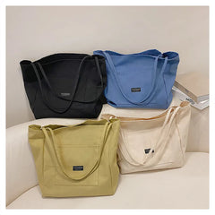 Girls Canvas Shoulder Bag Large Capacity Solid Travel Bag For Women