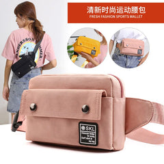 Women Nylon Sports Waist Bag Hip Chest Crossbody Tote