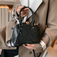 Glossy Stone Pattern Hard Shell Bags Women's Top Handle Crossbody Shoulder Bags