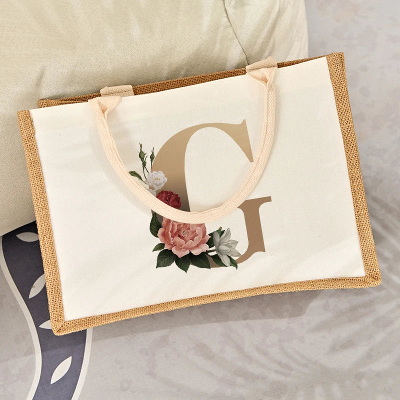 Jute Tote Shopping Bag with Sturdy Handle for Women