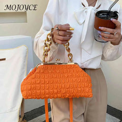 Thick Chain Women Crossbody Bag Plaid Clutch Bag