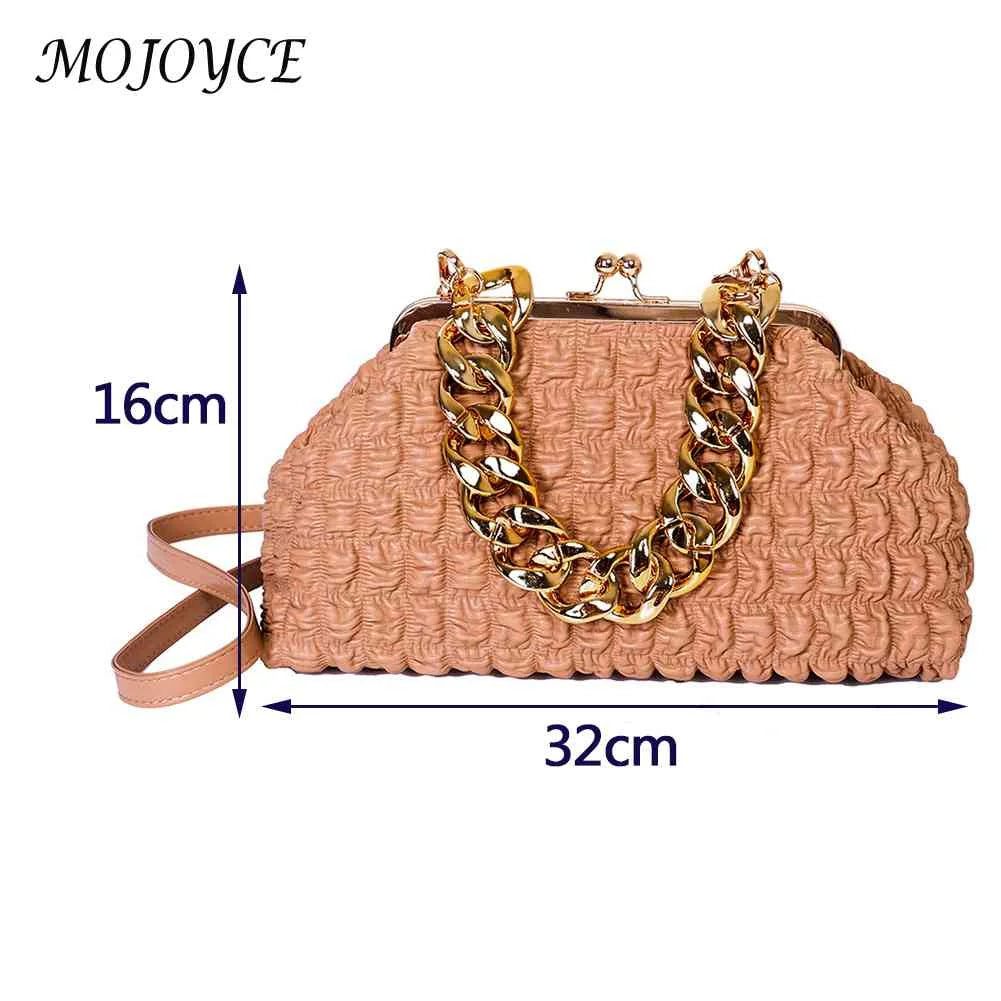 Thick Chain Women Crossbody Bag Plaid Clutch Bag