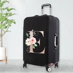 Watercolor Flowers Peach Rose Letters Luggage Cover 18-32 Inch