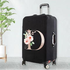Watercolor Flowers Peach Rose Letters Luggage Cover 18-32 Inch