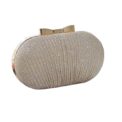 Golden Evening Clutch Bag Metal Bow Clutches