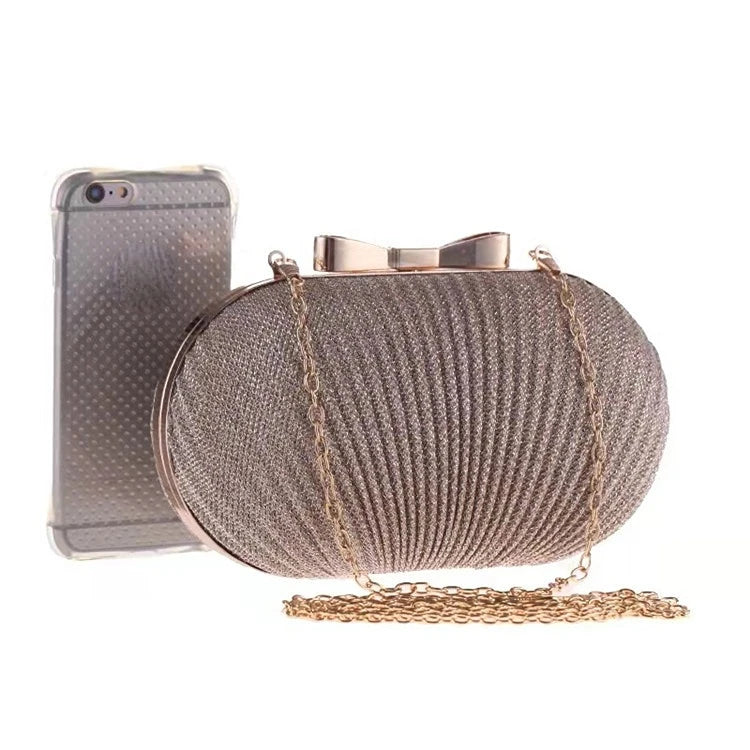 Golden Evening Clutch Bag Metal Bow Clutches
