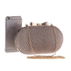 Golden Evening Clutch Bag Metal Bow Clutches