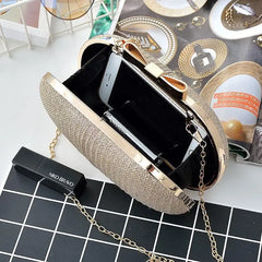 Golden Evening Clutch Bag Metal Bow Clutches