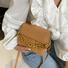 Metal Chain Crossbody Messenger Bag Plaid Shoulder Bag Women's Bag