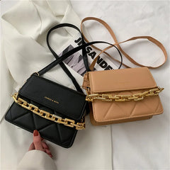 Metal Chain Crossbody Messenger Bag Plaid Shoulder Bag Women's Bag