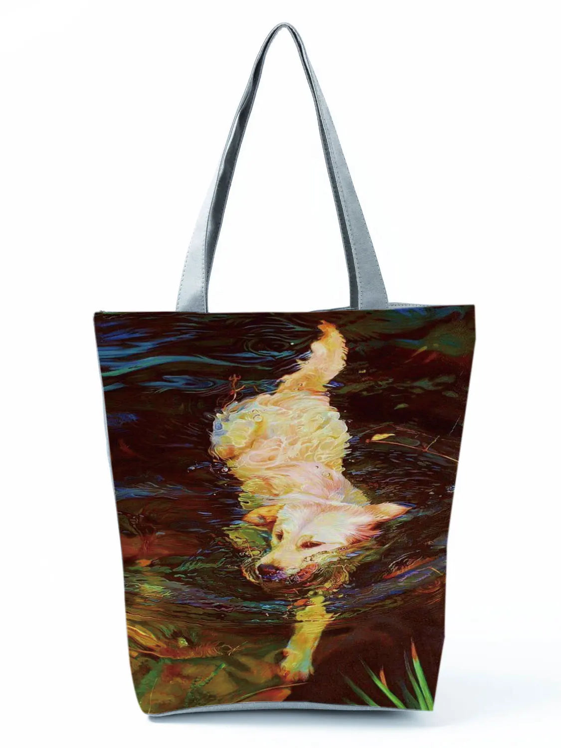 Golden Retriever Oil Painting Dog Print Shopping Bags for Groceries