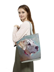 Golden Retriever Oil Painting Dog Print Shopping Bags for Groceries