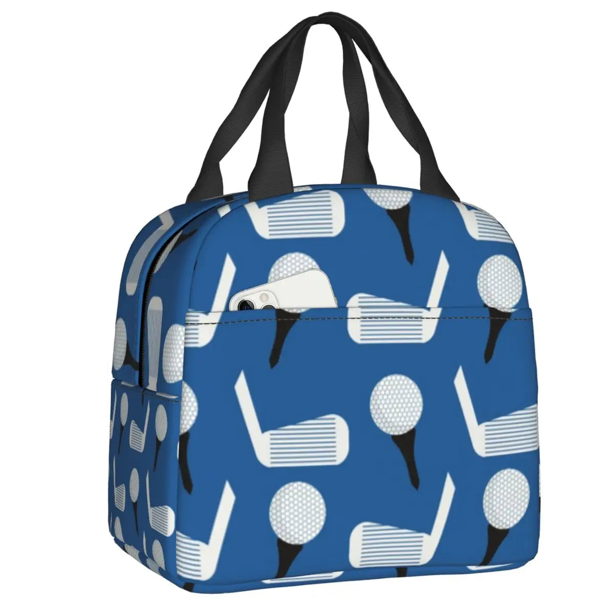 Golf Pattern Insulated Lunch Bag for Women Waterproof Sports Thermal Cooler Tote