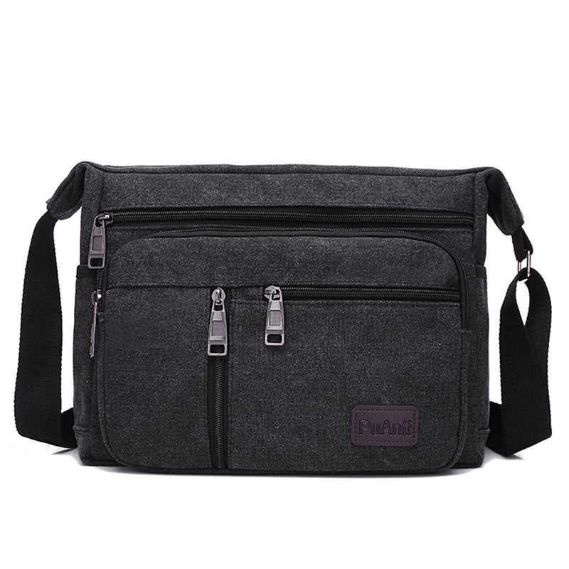 Canvas Men Travel Shoulder Bag Outdoor Retro Zipper School Crossbody