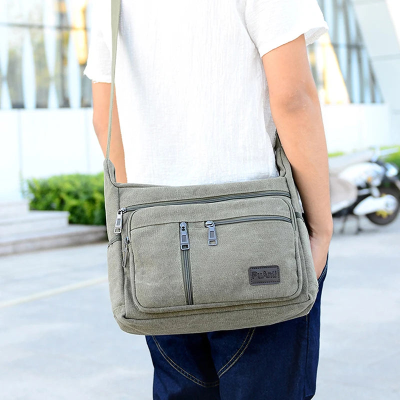 Canvas Casual Shoulder Crossbody Outdoor Bag Mens Travel School