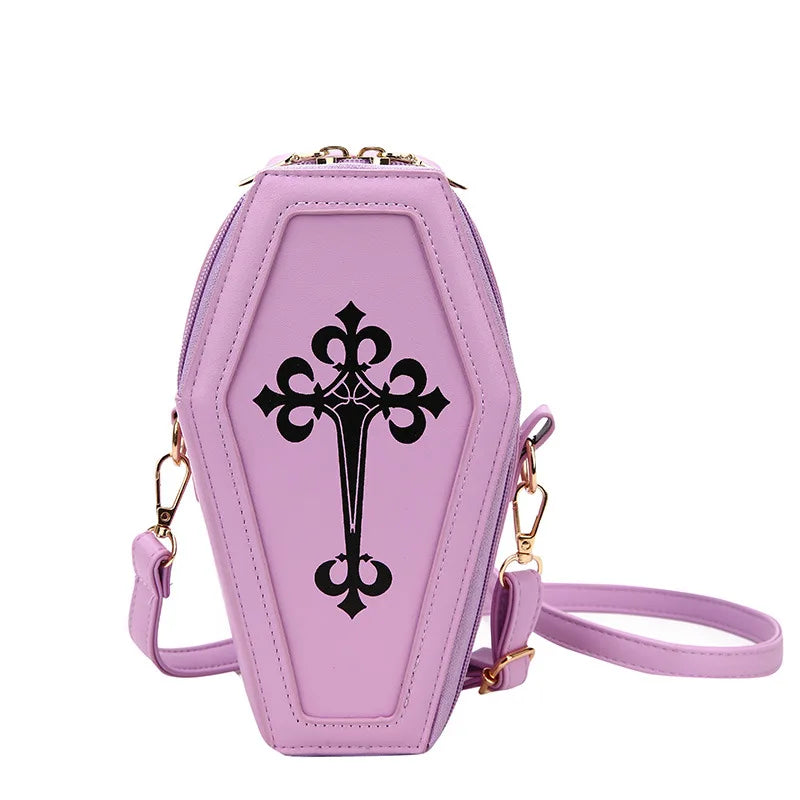 Gothic Coffin Cross Women Shoulder Bag