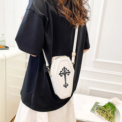 Gothic Crossbody Coffin Shape Bag for Halloween Theme Party
