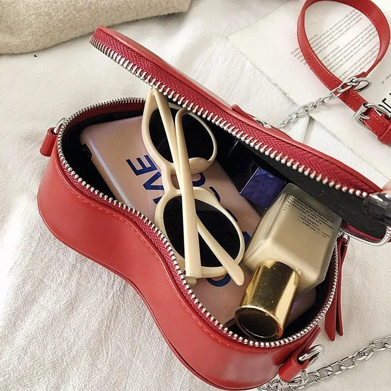 Gothic Heart Blade Zipper Chain Crossbody Bags for Women Girl