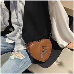 Gothic Heart Blade Crossbody Bag with Chain - Shoulder Purses Handbags