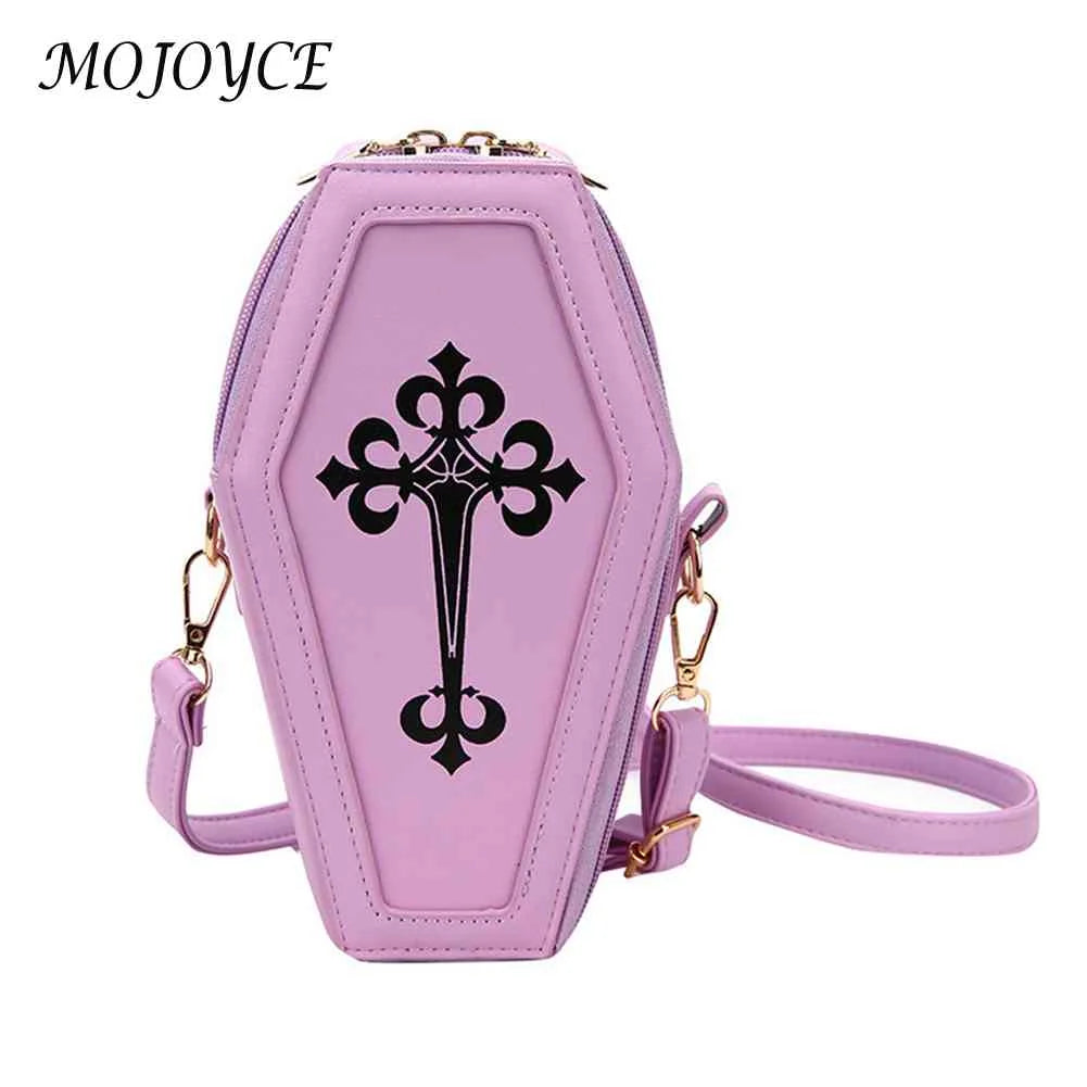 Gothic Messenger Pouch Coffin Shape Crossbody Handbag