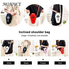 Gothic Messenger Pouch Coffin Shape Crossbody Handbag