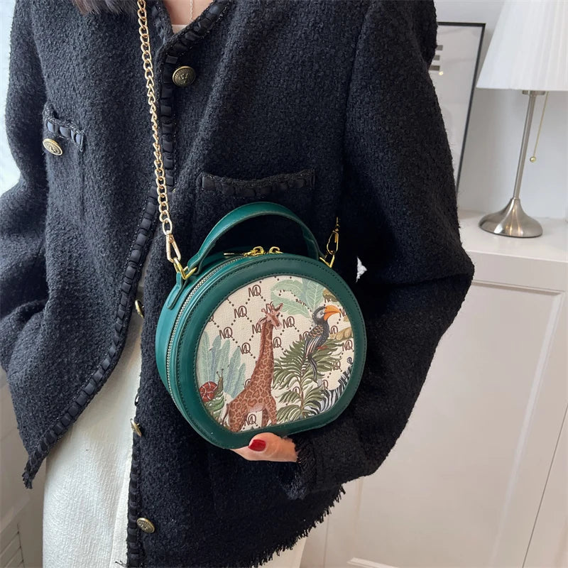 Green Chain Shoulder Bag Retro Tote Female Bag