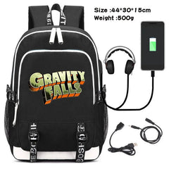 Gravity Falls Backpack Large Capacity Travel Bagpack with USB Charge