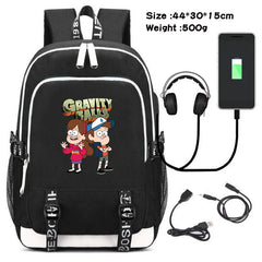 Gravity Falls Backpack Large Capacity Travel Bagpack with USB Charge