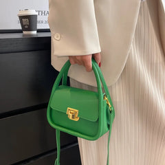 Green Female Shoulder Bag Pu Leather Crossbody Small Flap Messenger