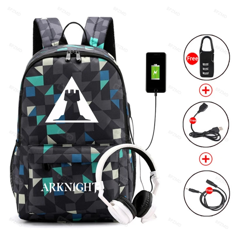 Arknights Backpack Anti-Theft Student Bookbag for School Boys Girls