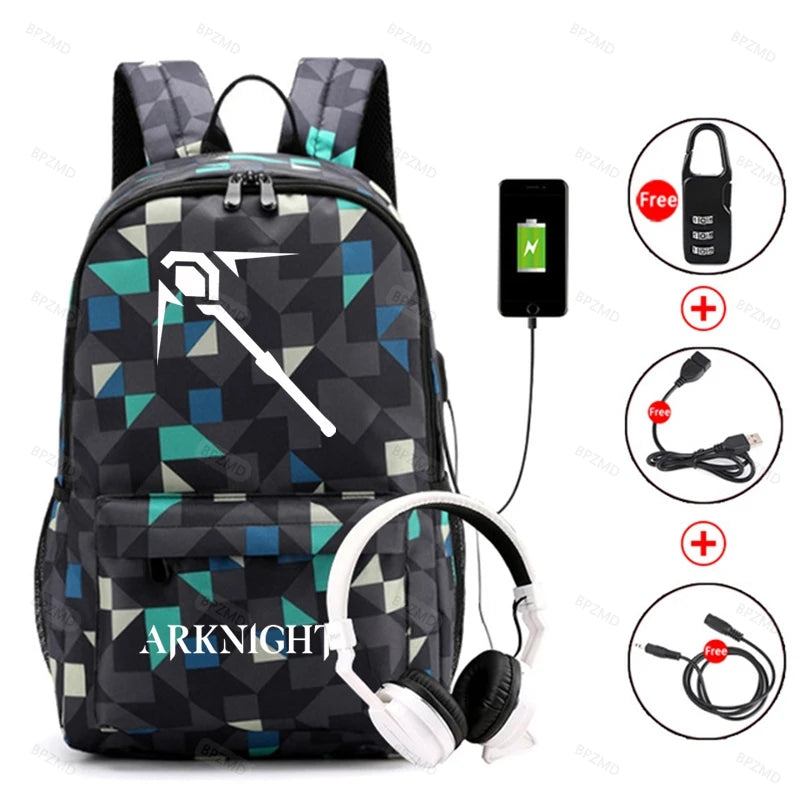 Arknights Backpack Anti-Theft Student Bookbag for School Boys Girls
