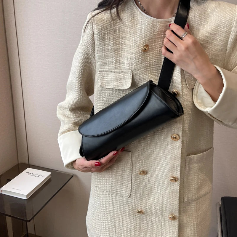 Spring Vintage Leather Bucket Bag Crossbody