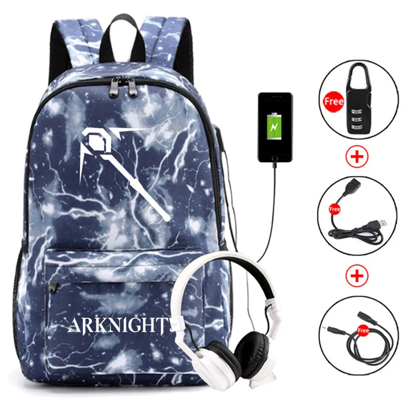 Arknights Anti-Theft Backpack w/ USB Charging Port
