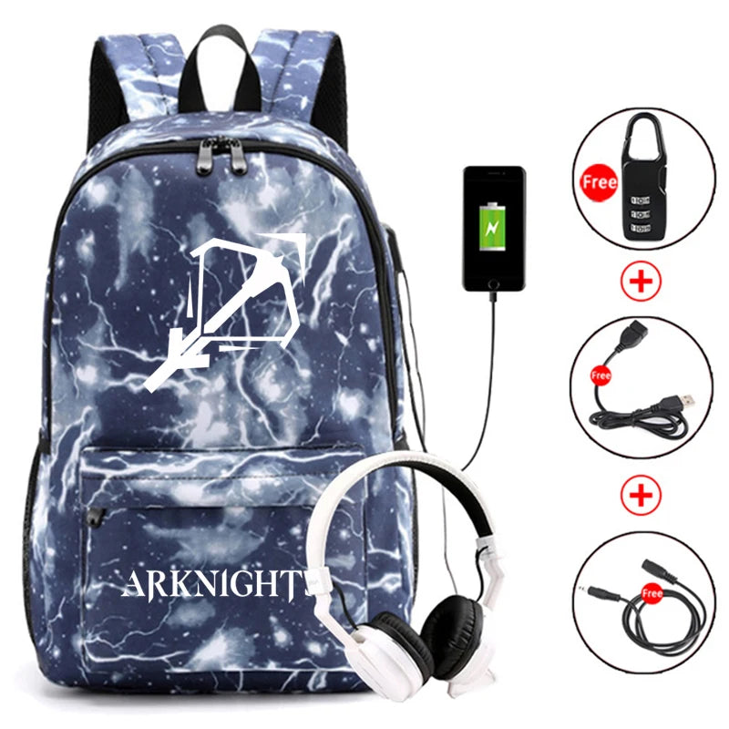 Arknights Anti-Theft Backpack w/ USB Charging Port